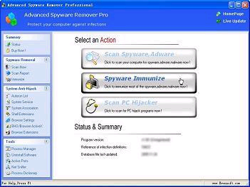 Advanced Spyware Remover software screenshot